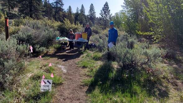 Paiute Meadows Trail Run Beaverpond Aid station for the 50K and half Marathon
